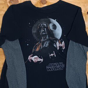 Darth Vader Star Wars Long Sleeve Tee – Black w/ Grey Sleeves